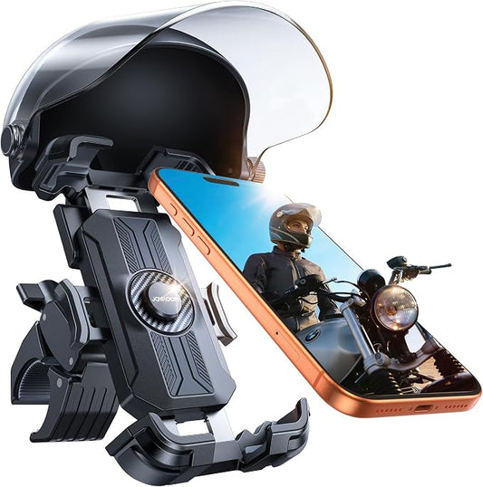 JOYROOM Motorcycle Phone Mount Holder, [All-Weather Sunshade & 120mph Secure Lock] Phone Holder for Motorcycle ATV UTV, [Metal Lock] Handlebar Phone Mount for iPhone 17 16 15 14 Pro, All 4.7-7" Phones