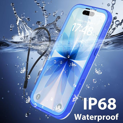 SPORTLINK for iPhone Air Waterproof Case - Dustproof/Rugged Full Body Shockproof/Dropproof/Built in Screen Protector/IP68 Underwater for iPhone Air Case 6.5 inch Blue/Frosted Clear