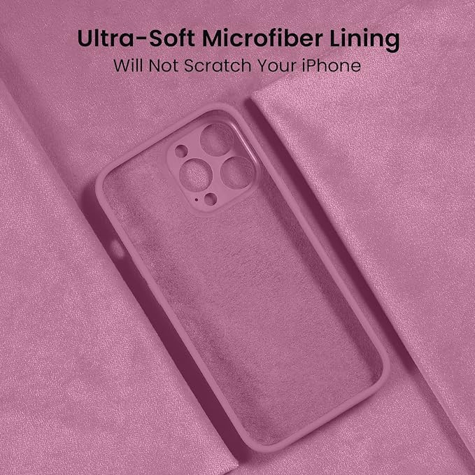 FireNova for iPhone 14 Pro Case, Silicone Upgraded [Camera Protection] Phone Case with [2 Screen Protectors], Soft Anti-Scratch Microfiber Lining Inside, 6.1 inch, Lilac Purple
