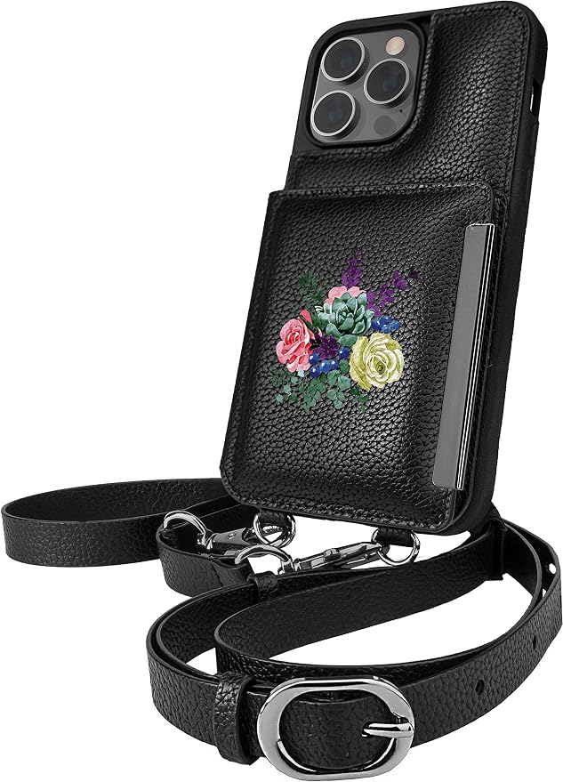 Smartish iPhone 14 Pro Max Crossbody Wallet Case - Dancing Queen [Purse/Clutch with Detachable Strap & Wristlet] Protective Cover with Credit Card Holder - Catch The Bouqet