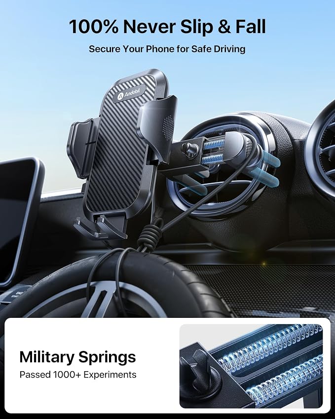 andobil Universal Car Phone Holder [Round Vent Friendly] Phone Mount for Car Circle Vent, Sturdy Clip 360° Rotation Cell Phone Car Holder Mount for Ford Mercedes Benz Toyota BMW fit iPhone Samsung