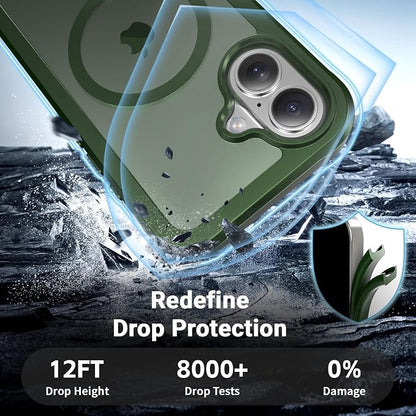 jaroco Magnetic for iPhone 17 Case, [Compatible with MagSafe][Military Grade Drop Protection][Heavy Duty Protection][Non-Slip][Shockproof] 2-Layer Durable Bumper Phone Case 6.3''-Army Green