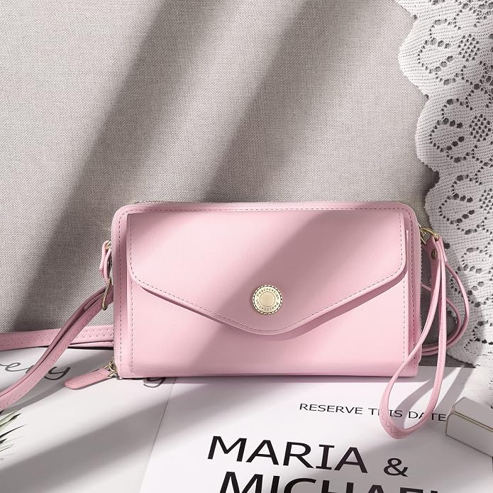 Peacocktion Crossbody Bags for Women RFID Wristlet Wallets Travel Vegan Leather Small Clutch Purses with Phone Pocket Zipper