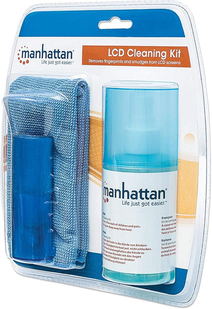 Manhattan Screen & Keyboard Cleaner Kit – 6.75 oz - Non-Alcohol Cleaning Spray with Microfiber Cloth & Keyboard Brush - for TV, Computer, Laptop, Monitor, LED, LCD, Electronic Devices - 421027
