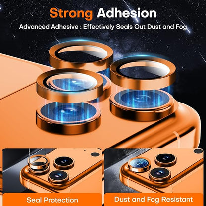 Camera Lens Protector for iPhone 17 Pro Max/17 Pro/16 Pro Max/16 Pro/15 Pro Max/15 Pro/14 Pro Max/14 Pro,Tempered Glass Metal Individual Camera Cover[Anti-drop] Case Friendly- Cosmic Orange