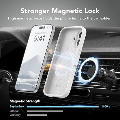 Magnetic for iPhone 16 Case, Compatible with MagSafe, [Screen Protector + Full Camera Protection], Silicone Shockproof Anti-Scratch Protective Phone Case for iPhone 16 6.1", White