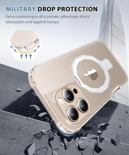 for iPhone 16 Pro Case, with Screen Protector + Camera Lens Protector, Built-in Seamless Stand, [Compatible with MagSafe] Protective Shockproof Phone Case, Cover for iPhone 16Pro - Clear