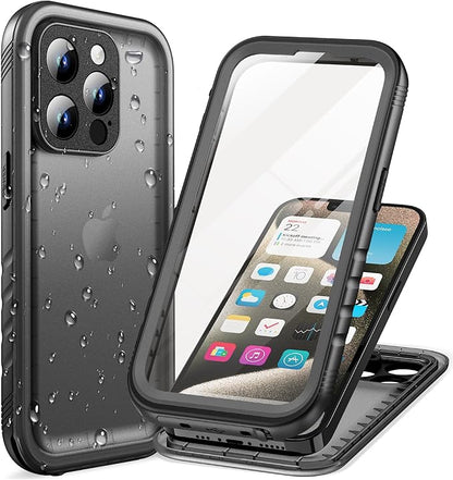 Cozycase for iPhone 15 Pro Max Waterproof Shockproof Dustproof Case - Heavy Duty/360 Full Body/Military Grade/Protective/Rugged 【8FT Drop Proof】 Built in Screen/Camera Protector with Lanyard Black