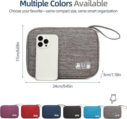 Cord Organizer Travel Case, Cable Organizer Bag for Chargers, USB Cables, Power Bank & Electronics Accessories, Portable Tech Organizer Pouch with Mesh Pockets, Water Resistant Travel Gear Bag
