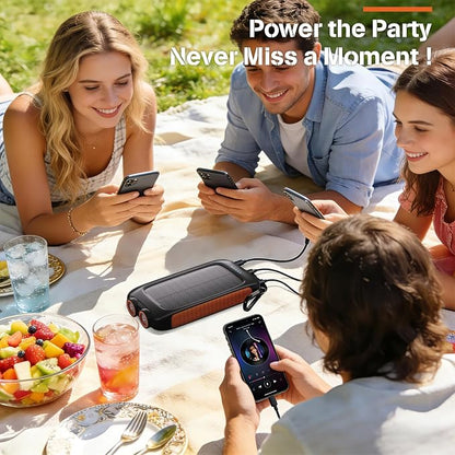 Solar Power Bank 20000mAh, Orange Portable Charger with USB-C USB-A Outputs, Emergency Backup Battery Pack, LED Flashlight, for iPhone Samsung Android – Solar for Emergency Only, Perfect for Camping