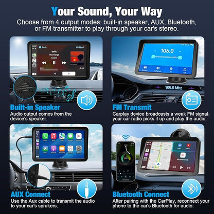 9" Wireless CarPlay Screen for Car, Apple CarPlay & Android Auto Receiver with 1080P Backup Camera, HD Touchscreen, Bluetooth, GPS, Voice Control，Universal Fit for All Cars