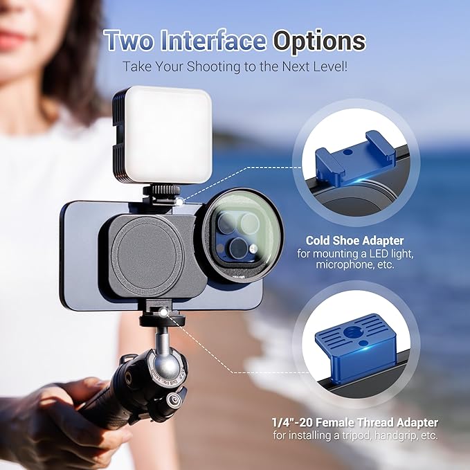 67mm CPL Filter, Lens Filter Adapter Pouch Set for iPhone 16 15 14 Pro Pro Max Plus, Magnetic Phone Lens Filter Ring with 1/4-20" & Cold Shoe Mount Pull-Out to Fit 17 Pro Max
