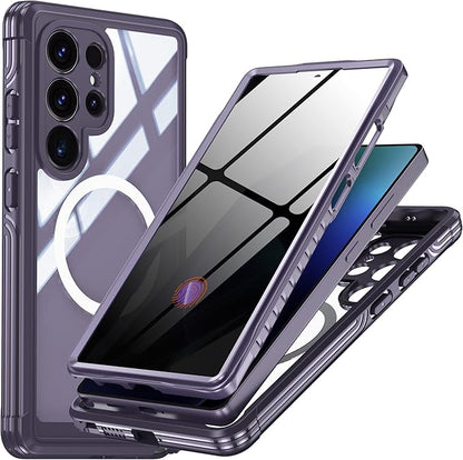 Magnetic Privacy Case for Samsung Galaxy S25 Ultra, Military Grade Protection, Fit for MagSafe, Anti Peep Privacy Screen Protector Soft Edge Full Camera Lens Protected Shockproof Anti Spy Phone Case