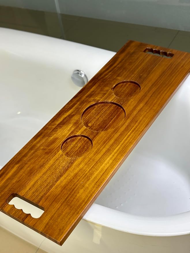 Walnut Bathtub Tray with Handles – 35 x 12 Inch Large Luxury Bath Caddy