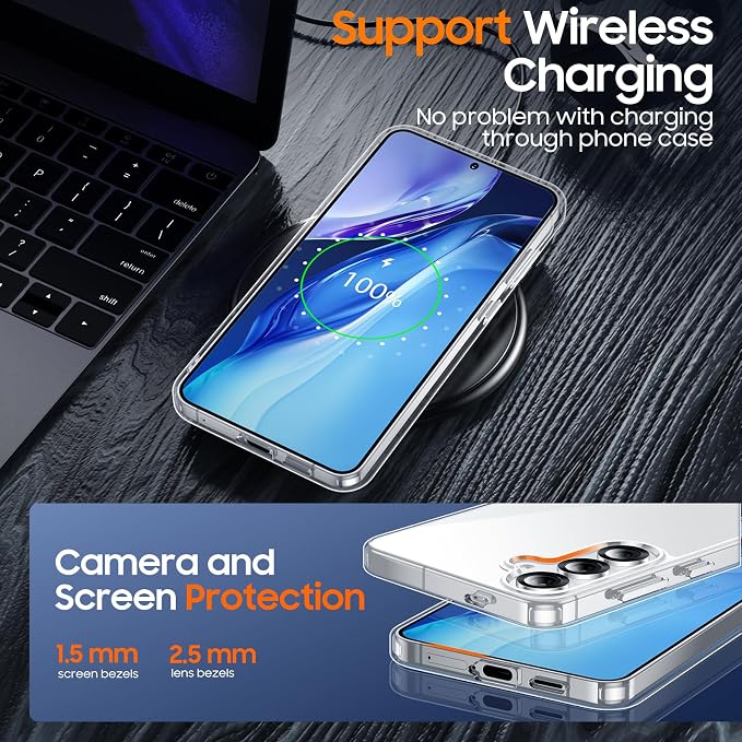 Temdan Designed for Samsung Galaxy S25 Plus Case, Built in Hidden Kickstand Military Grade Drop Protection Never Yellowing Slim Thin Phone Case for Galaxy S25 Plus Case 6.7"- Crystal Clear