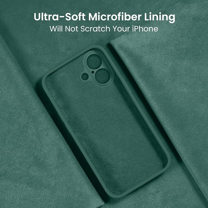 FireNova Designed for iPhone 16 Case, Silicone Upgraded [Camera Protection] Phone Case, Soft Anti-Scratch Microfiber Lining Inside, 6.1 inch, Midnight Green