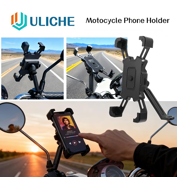 Motorcycle Rearview Mirror Phone Holder, Quick Release Motorbike Universal Phone Mount for Motorcycle Scooter Moped Rear View Mirror Phone Mount for 4.5-6.8 inch Cell Phone