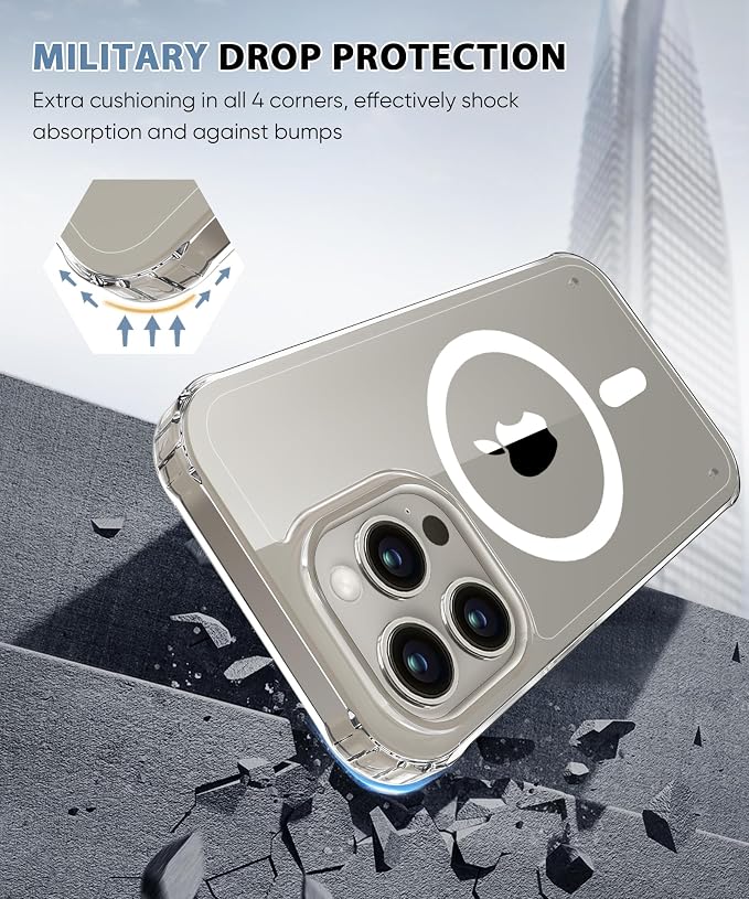 Compatible with iPhone 15 Pro Case Clear, Built-in Screen Protector, with Camera Lens Protector, [Compatible with MagSafe] Full Body Phone Case, Protective Cover for 15Pro 6.1" (Clear)