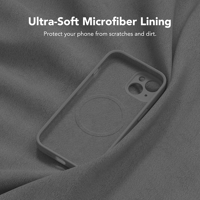 Magnetic for iPhone 13 Case, Compatible with MagSafe, [Full Camera Protection][Screen Protector] Silicone Shockproof Protective Phone Case for iPhone 13 6.1", Dark Gray