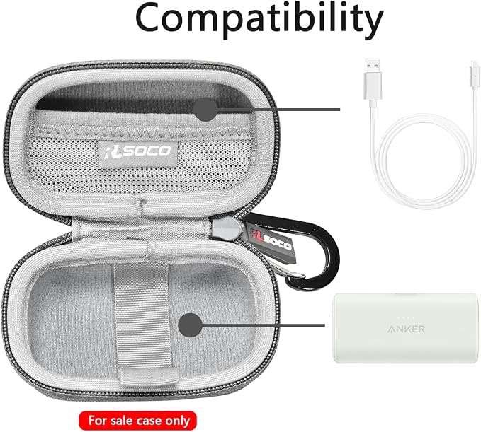 RLSOCO Carrying Case for Anker Nano Power Bank with Built-in USB-C Connector/with Built-in MFi Certified Lightning Connector Portable Charger - Grey (Case Only)