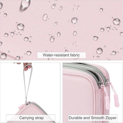 FYY Electronic Organizer, Extra Large Travel Cable Organizer Bag Pouch Portable Waterproof Double Layers All-in-One Storage Bag for iPad, Cable, Power Bank, Laptop Charger for Office/Home, Light Pink
