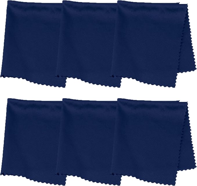 Purity Microfiber Lens Cleaning Cloth - Machine Washable, Lint-Free Microfiber Cloth- Cleans Eyeglasses, Screens, Lenses, Phones and Other Delicate Surfaces - Made in USA - 6 Pack, Dark Blue
