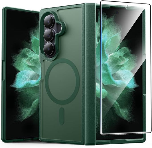 FNTCASE for Samsung Galaxy Z Fold 8 Ultra / Z Fold 7 Case, Fit for Magsafe | Hinge Protection, Screen Protector, Translucent Matte, 14FT Military Grade Drop Proof, Protective Phone Cover, Green