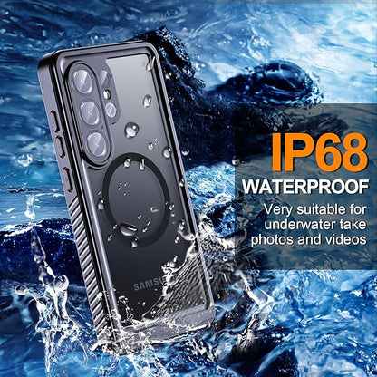 Hualele for Samsung Galaxy S26 Ultra Case Waterproof, Compatible with MagSafe, Built in Lens & Screen Protector Rugged Full Body Protection IP68 Underwater Cover Case for Galaxy S26 Ultra 5G Black