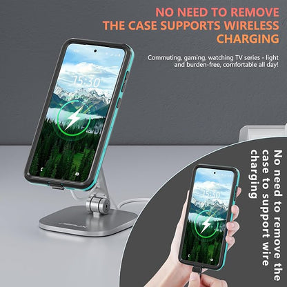 Omio Designed for Galaxy S25 Edge Waterproof Case Compatible with MagSafe Magnetic Waterproof Full Body IP68 Underwater Case Built-in Screen Protector Military Grade Shockproof Case for Men Women Teal