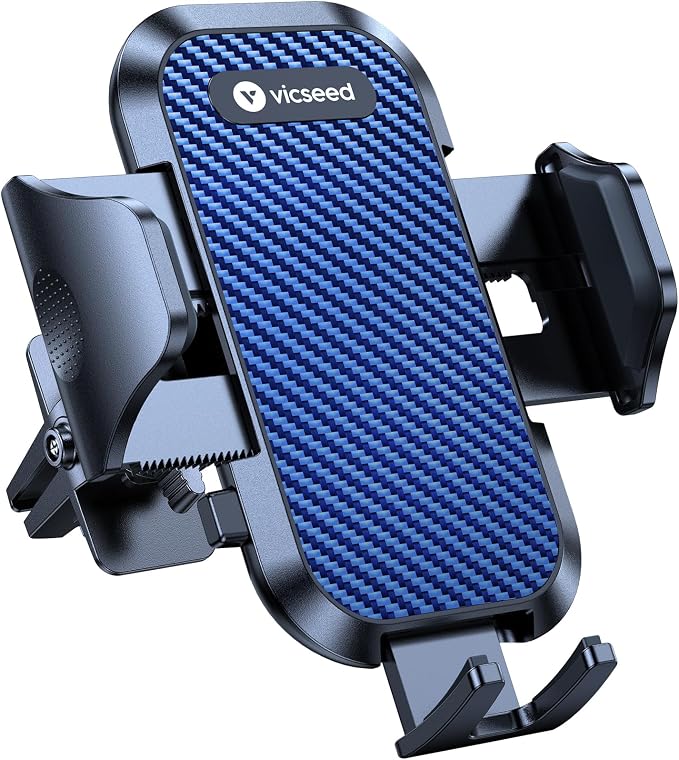 VICSEED Phone Mount for Car with Double Lock Clip, Air Vent Cell Phone Car Mount, Universal Car Phone Holder, 360° Rotation Easy Clamp Phone Stand for iPhone 17 Pro Max Android Samsung, Blue