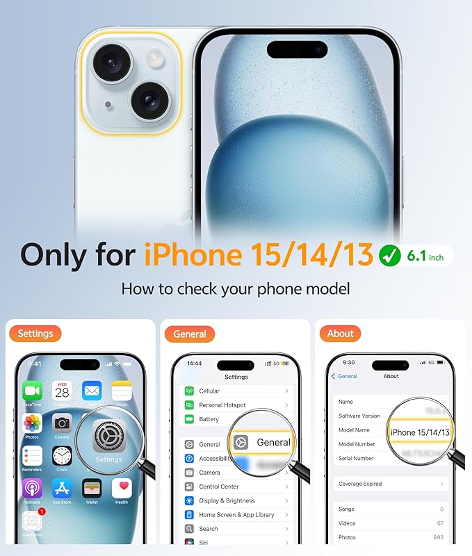 FNTCASE for iPhone 15 Case: for iPhone 14 & iPhone 13 Case [with Screen Protector] Magnetic Translucent Matte | Military Grade Drop Protection | Shockproof Phone Cover Protective Cases - Blue