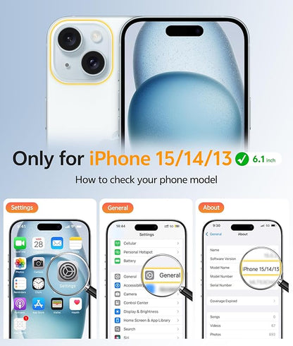 FNTCASE for iPhone 15 Case: for iPhone 14 & iPhone 13 Case [with Screen Protector] Magnetic Translucent Matte | Military Grade Drop Protection | Shockproof Phone Cover Protective Cases - Blue