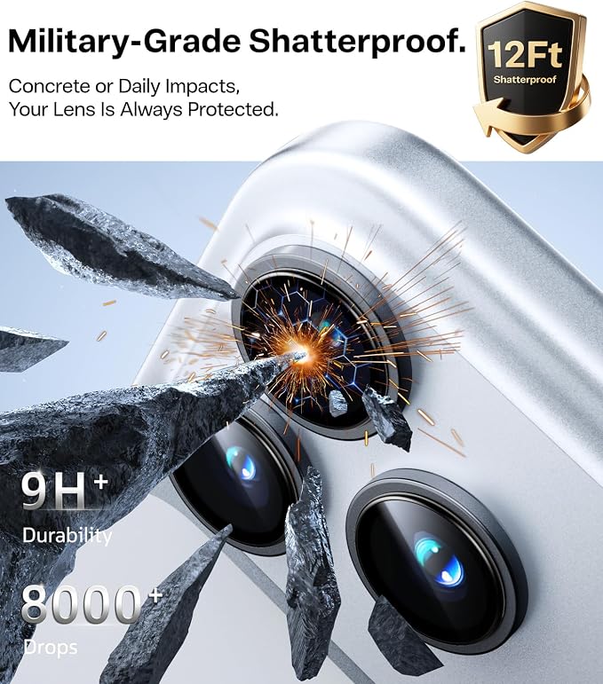 TORRAS 3-Year Ultimate Durability for iPhone 17 Pro Max/17 Pro Camera Lens Protector-1:1 Invisible Fit & Ultra Clarity, Military-Grade 9H+ Aerospace Glass Anti-Scratch Easy Installation,Gray