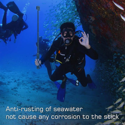 GEPULY Underwater Tripod Stand Aluminum Selfie Stick Pole - Waterproof Hand Grip for GoPro Here 13 12 11 Insta360 AKASO DJI OSMO Action 6&Smartphones Extended Monopod Accessories