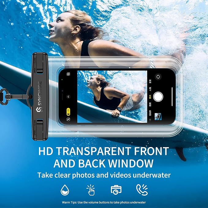 SYNCWIRE Waterproof Smartphone Pouch [Pack of 2], IPX8 Touch Sensitive Waterproof Bag for Phone iPhone 13 Pro Max, 12, 11 Pro, XS Max, XR, XS, X,7 8, Samsung S21/S20/S10, Huawei P30 Pro - 7 Inch