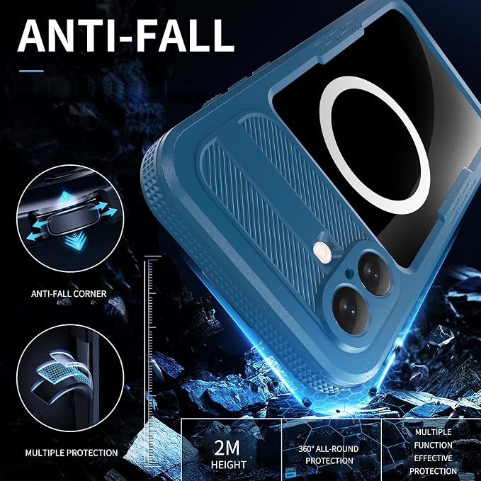 Omio for iPhone 16 Plus Waterproof Case Compatible with MagSafe, Magnetic Waterproof Full Body IP68 Underwater Case Built-in Screen Protector Military Grade Shockproof Case for Men Women Teal