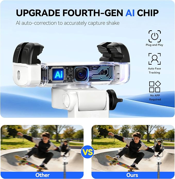 Auto Face Tracking Selfie Stick Tripod for iPhone with Light 360 Rotation That Follows Your Movement 70.9" Camera Tripod Stand with Remote for Content Creator Vlog Live Stream Video Recording
