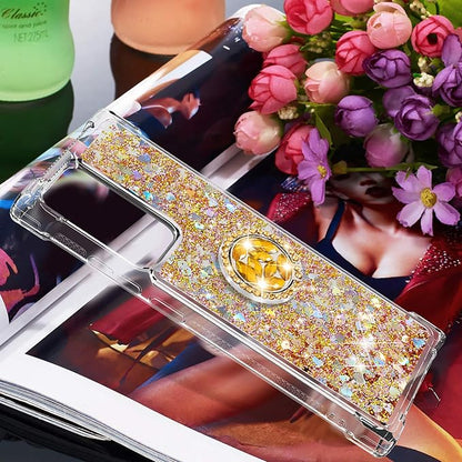 Silicone Phone Case for Galaxy Note 20 Ultra Glitter Back Case, Bling Liquid Case Bumper Cover with Ring Holder Transparent Protective Shell Anti Yellowing compatible with Samsung Galaxy Note 20 Ultra