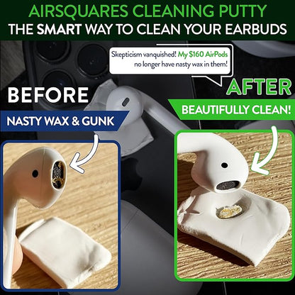AirSquares Earbud Cleaning Putty, The Original Cleaner Kit Compatible with Airpods, Earbuds & Tech Devices | Easily Remove Wax, Dirt & Gunk from Your Devices | Featured on NBC's Today Show (12 Pack)