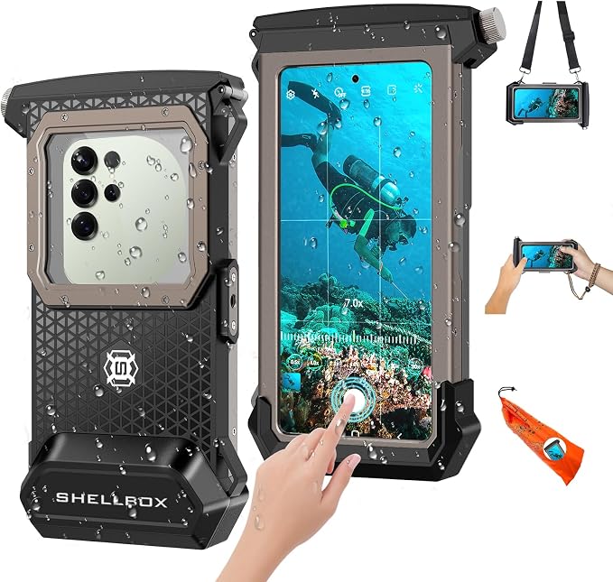 2026 Diving Snorkeling Phone Case for iPhone 17/16/15/14/13/12/11 Pro Max/XS/X Samsung Galaxy S26/S25/S24 Professional Scuba Dive Waterproof Underwater Photo Video Cover (5TH Gen, Black-)