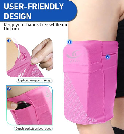 HiRui Universal Sports Armband Cell Phone Armband Sleeves Running Armband for Exercise Workout, Compatible with iPhone 17/17Plus/Pro/16/15/15Plus/14 Samsung Galaxy All Phones (Medium, Pink)