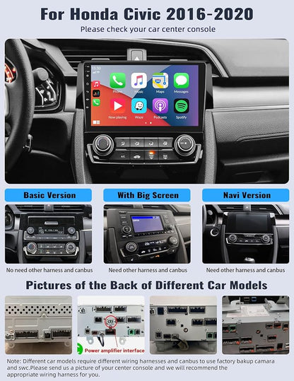 Android 13 Car Stereo Radio for Honda Civic 2016 2017 2018 2019 2020 with Wireless CarPlay Android Auto 1G+32G 9 Inch Touchscreen Bluetooth GPS Navigation WiFi HiFi FM Backup Camera MIC