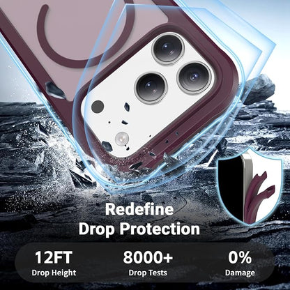 jaroco Magnetic for iPhone 17 Pro Case, [Compatible with MagSafe][Military Grade Drop Protection][Heavy Duty Protection][Non-Slip][Shockproof] 2-Layer Durable Bumper Phone Casee 6.3''-Wine Red