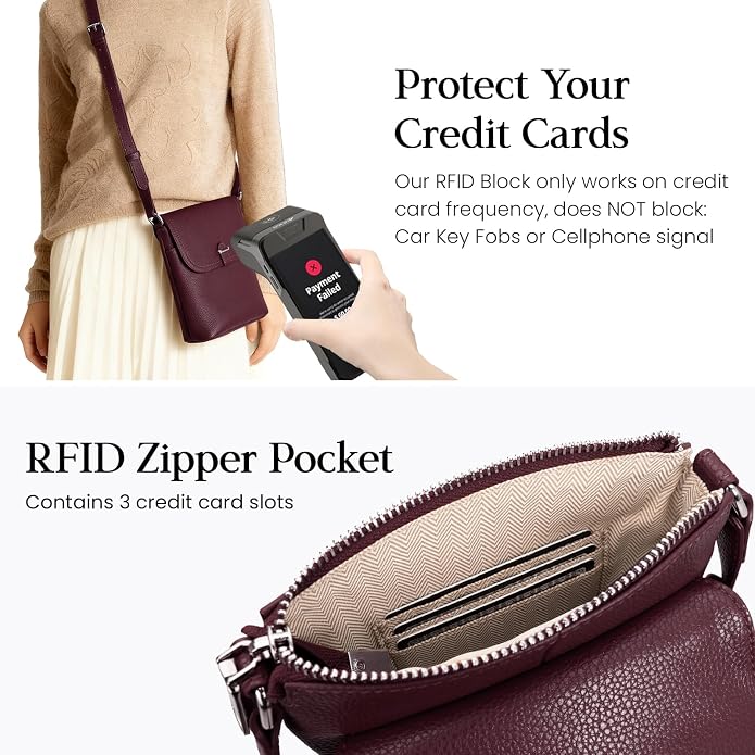 befen Genuine Leather Small Crossbody Bags for Women, Womens Cell Phone Purses Cross body Bag Purse with RFID Card Slots