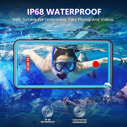 Temdan Designed for Samsung Galaxy S24 Ultra Case,Waterproof Built-in Lens & Screen Protector [Full Body Shockproof][Military Drop Proof][IP68 Underwater] Phone Case for S24 Ultra 5G-Blue (2024)