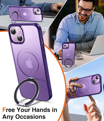 Chicfun 3-in-1 [Magnetic+Kickstand+Ring Holder] for iPhone 14 Plus Case with Stand Ring Holder， Compatible with MagSafe, Military Shockproof Kickstand Phone Case iPhone 14 Plus Cover Purple