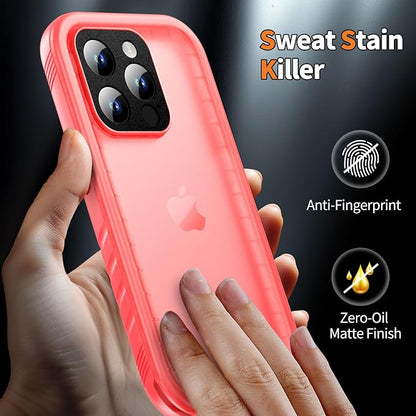 Cozycase Compatible with iPhone 13 Pro Waterproof Case - Full Body Dustproof Shockproof Rugged Waterproof Case for iPhone 13 Pro 6.1 Inch Pink