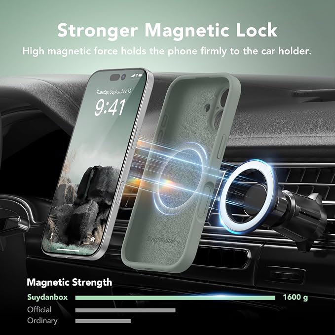Magnetic for iPhone 17 Case, Compatible with MagSafe, [Full Camera Protection][Screen Protector] Silicone Shockproof Protective Phone Case for iPhone 17 6.3", Calke Green