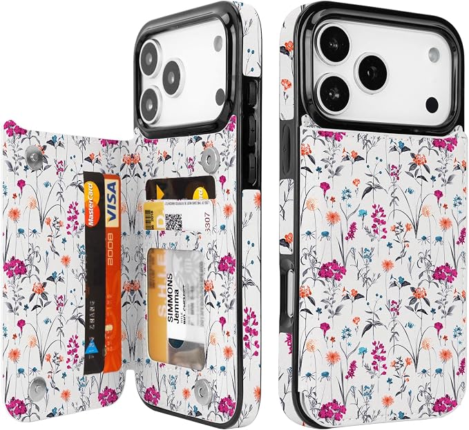 uCOLOR for iPhone 17 Pro Max Wallet Case with Card Holder PU Leather RFID Blocking Design iPhone 17 Pro Max flip case for Women Men Magnetic Clasp Kickstand Design 6.9 inch (Enchanted Floral)