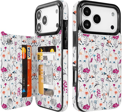 uCOLOR for iPhone 17 Pro Max Wallet Case with Card Holder PU Leather RFID Blocking Design iPhone 17 Pro Max flip case for Women Men Magnetic Clasp Kickstand Design 6.9 inch (Enchanted Floral)